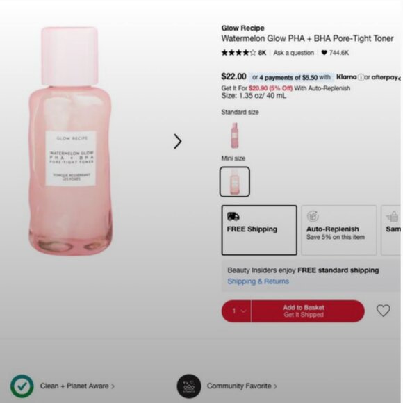 5/$60 Glow Recipe Watermelon Glow PHA + BHA Pore-Tight Toner 40mL Mini BNIB - Picture 2 of 2